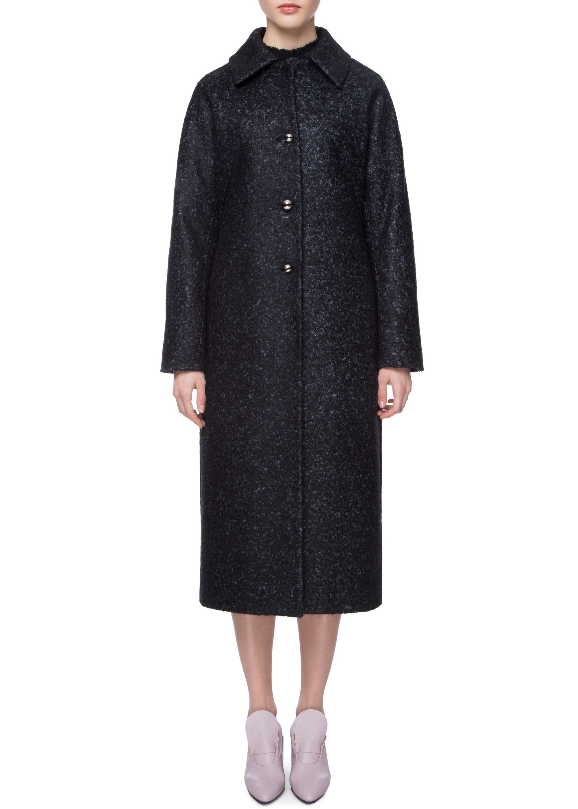 Elongated  cashmere coat with collar
