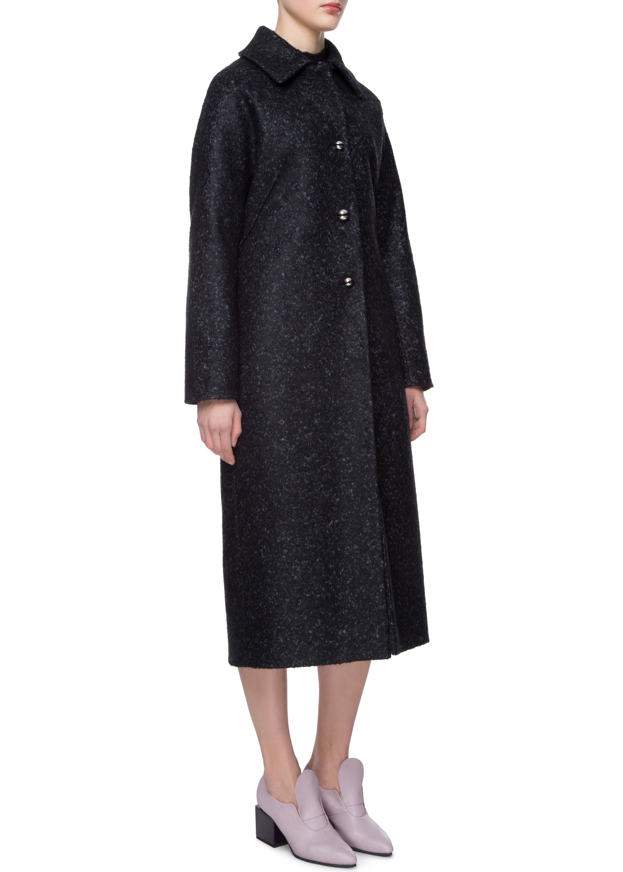 Elongated  cashmere coat with collar