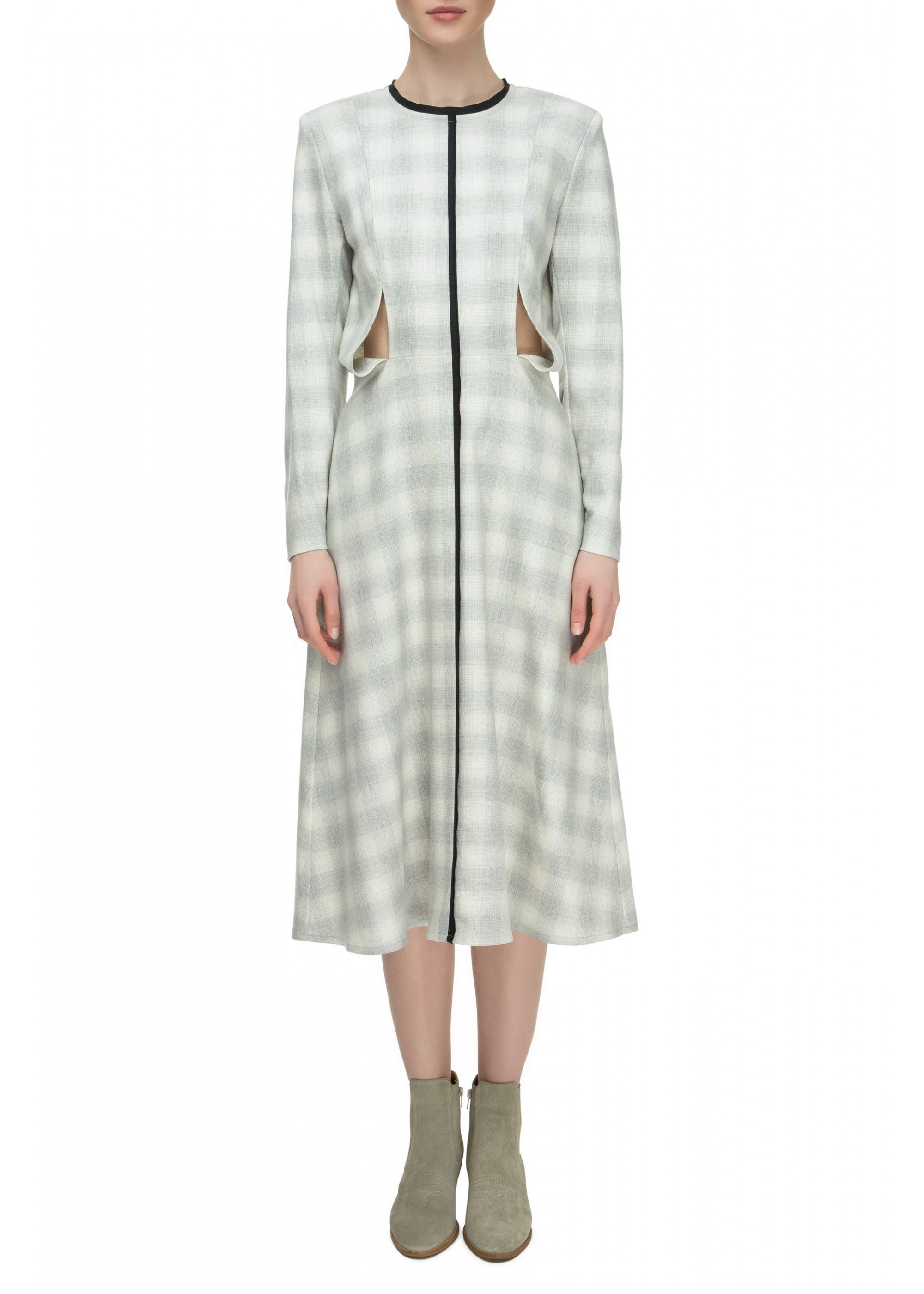 Plaid Cashmere Dress with Slits