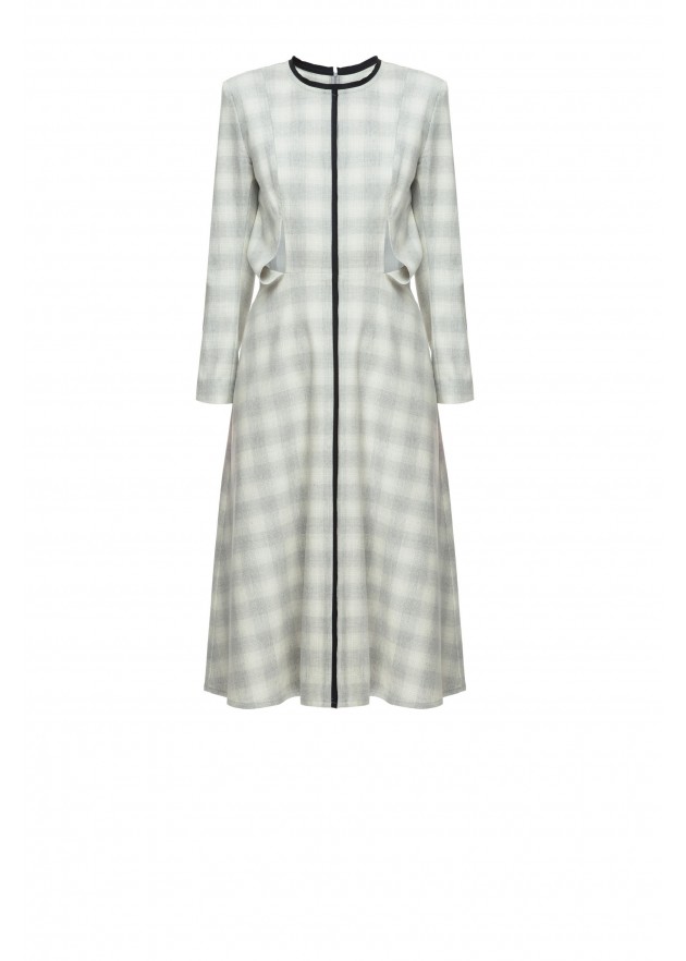 фотография Outlet Plaid Cashmere Dress with Slits 1