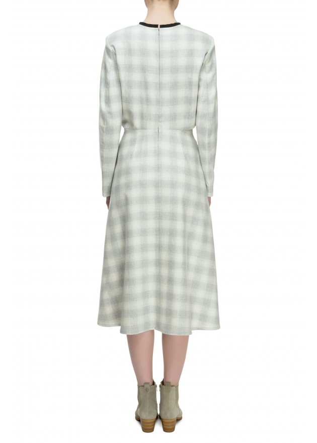 фотография Outlet Plaid Cashmere Dress with Slits 2