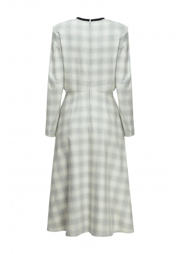 фотография Outlet Plaid Cashmere Dress with Slits 3