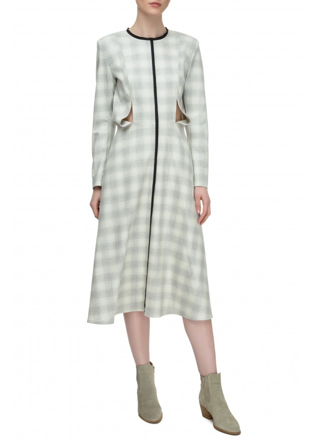 фотография Outlet Plaid Cashmere Dress with Slits 5