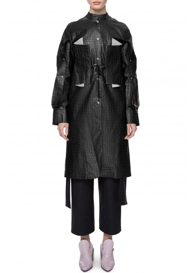 фотография Outlet Coated linen vest with embossing 0