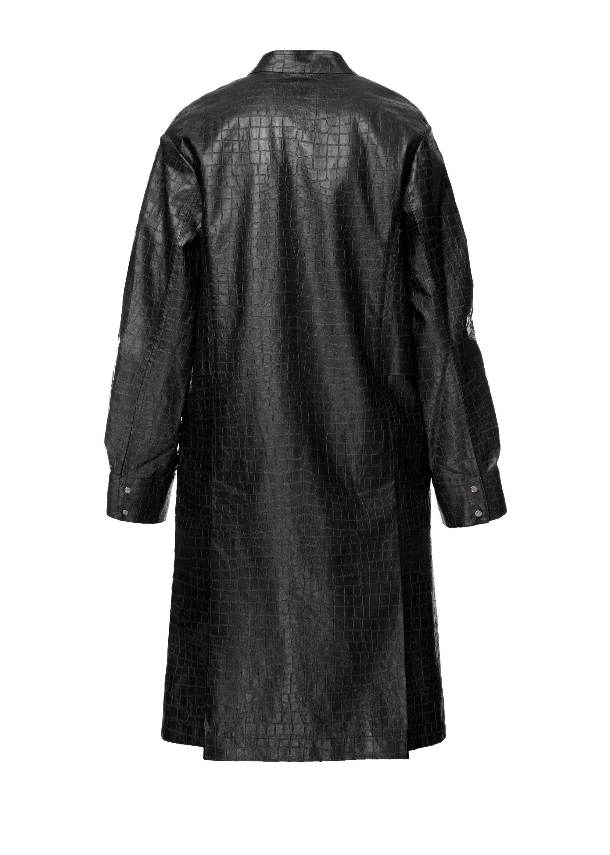 Coated linen vest with embossing