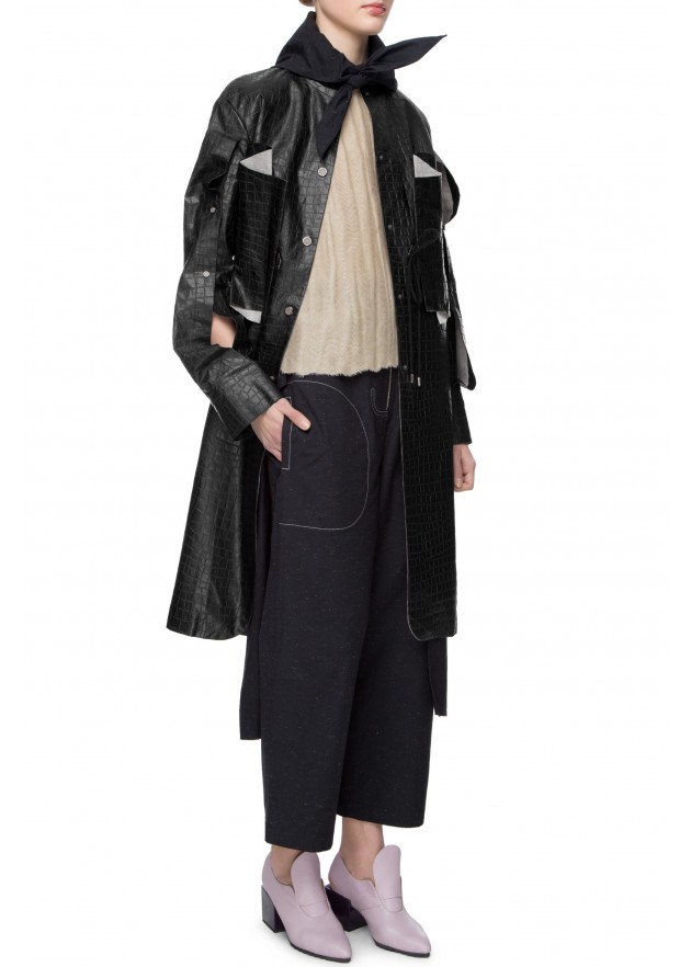 фотография Outlet Coated linen vest with embossing 5