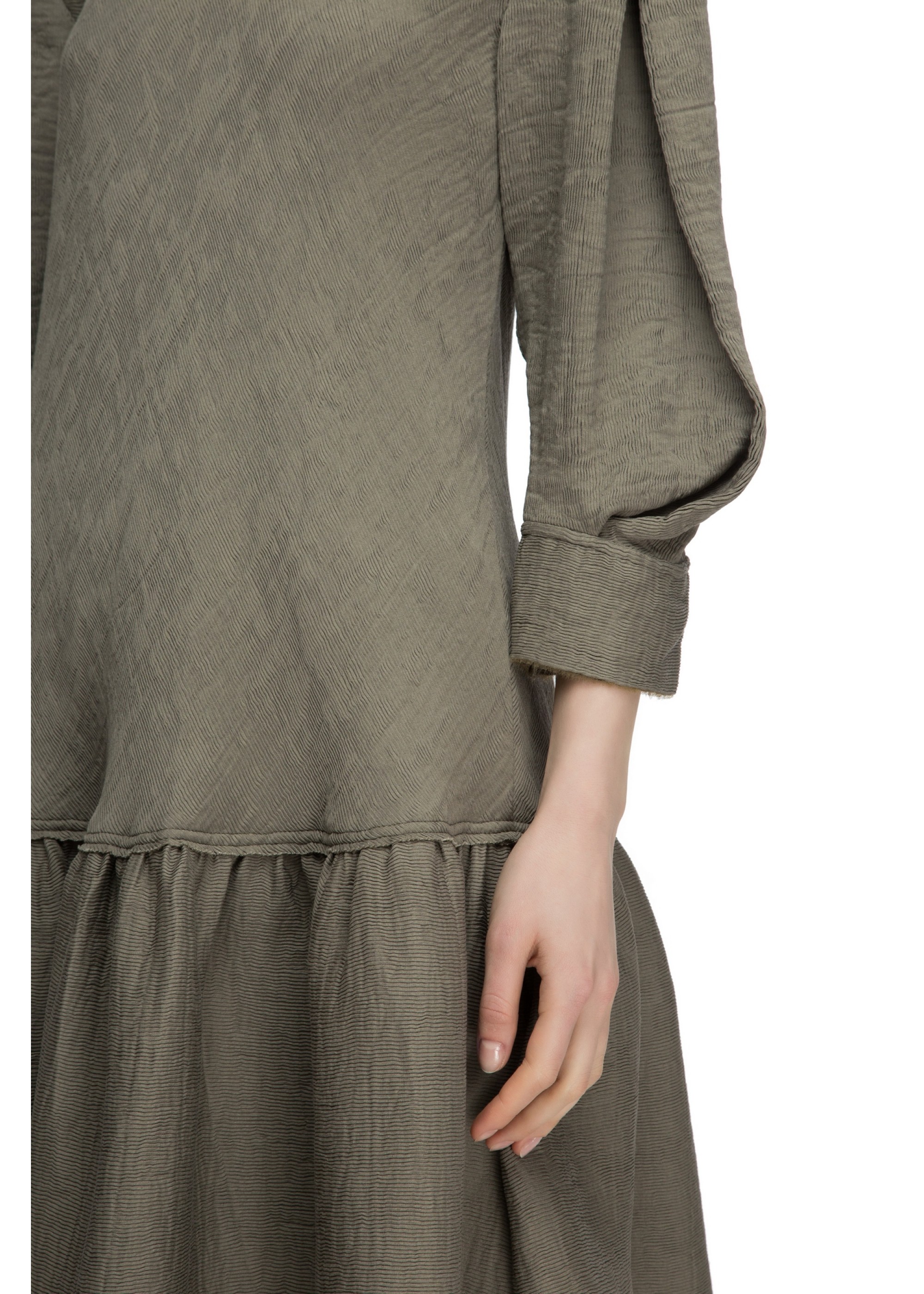 Pleated Dress with Volant