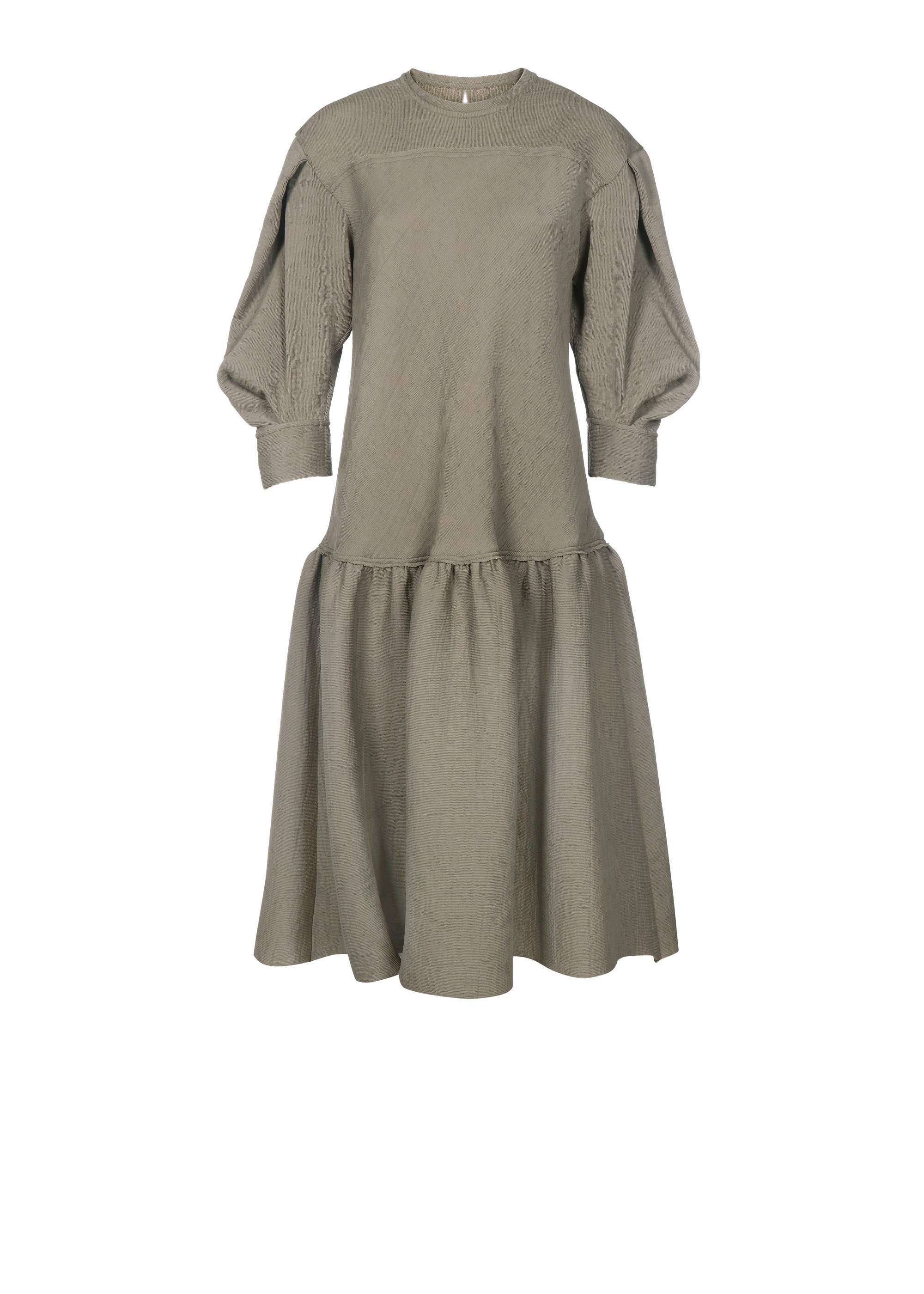 Pleated Dress with Volant