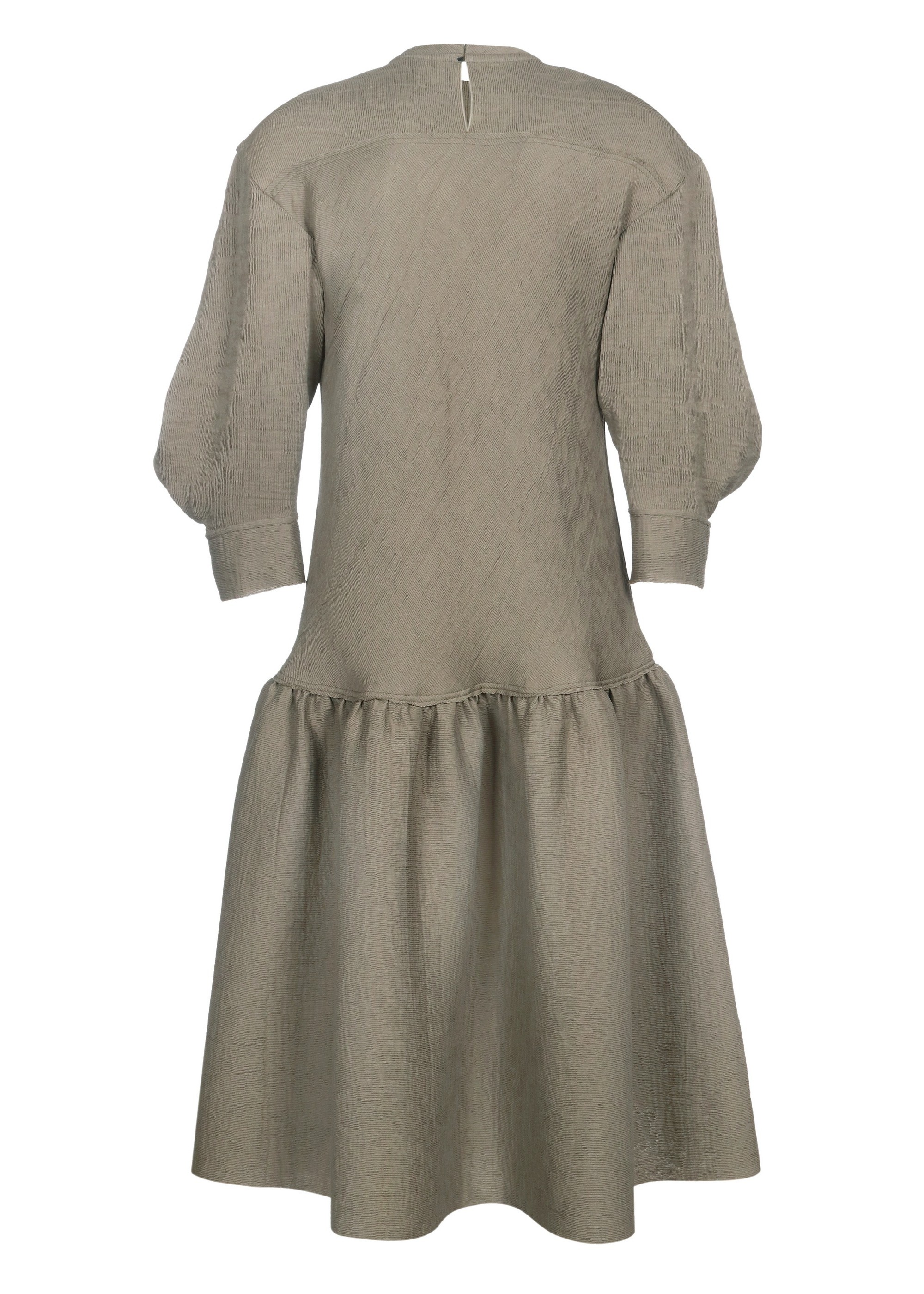 Pleated Dress with Volant